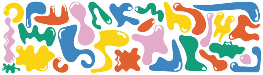 Set of liquid abstract organic blob shapes.
