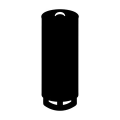 Silhouette of black keg, likely for beer, with a handle at top