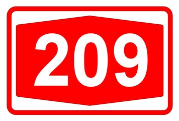Illustration eines Autobahnschildes der Autobahn 209 in der Schweiz	