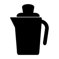 Minimalist illustration of a covered coffee or tea pot in solid black