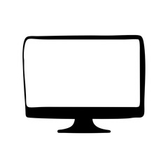 Monochrome illustration of a retro style computer monitor screen display