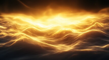 Obraz premium A mesmerizing scene of golden waves, radiating warmth and energy, creating a captivating and ethereal atmosphere.