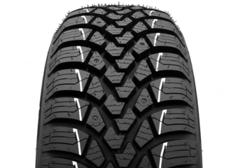 Detailed tread pattern of a winter tire isolated on transparent background