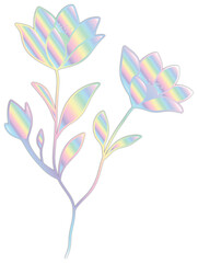 Holographic Floral Illustration 