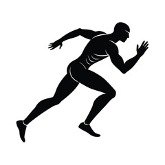 Sprinting Athlete Silhouette, Speed Runner Shadow, Dynamic Sprint Pose, Fast Motion Silhouette, Running Figure Art