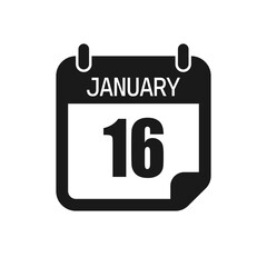 Vector icon page day calendar - 16 January month