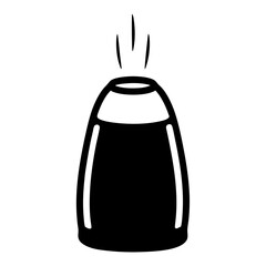 Black and white minimalist illustration of a steaming bowl or container