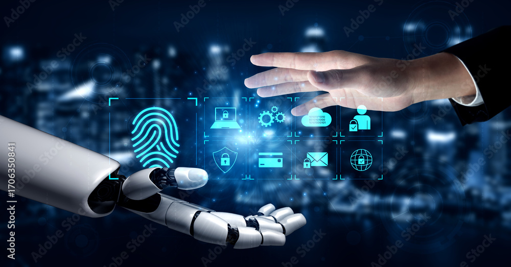 Poster ai-enhanced authentication system protects digital identity using biometrics, encryption, and access
