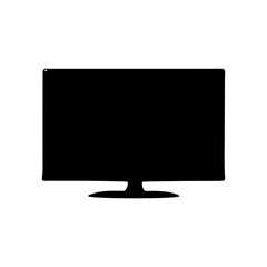 Black silhouette of a computer monitor display on a white background