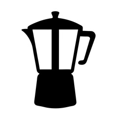 Elegant Black and White Vector Illustration of a Moka Pot Coffee Maker