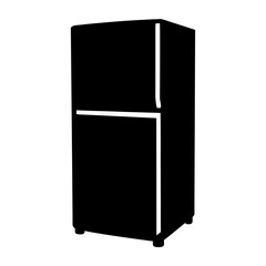 Black and White Silhouette of a Refrigerator with Two Compartments and Feet