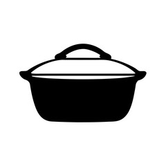 Black Simple Silhouette Illustration of a Pot with a Curved Handle on Top