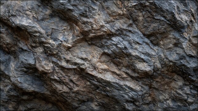 Textured Rock: A close-up of a rough rock surface reveals a myriad of textures, shadows, and gradients. Displaying the raw beauty and timelessness of the earth's geological history.