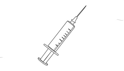 Simple black and white medical syringe illustration