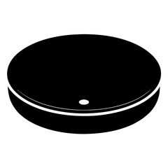 Abstract depiction of a celestial body with crescent and central dot