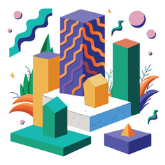 Fototapeta premium Abstract geometric shapes colorful design illustration art abstract geometric shapes
