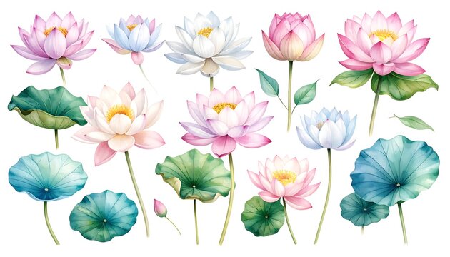 Watercolor lotus collection