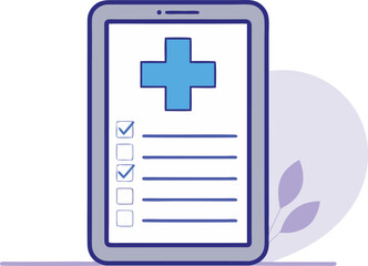 Medical tablet isolated on white background for health checkup and online consultation with diagnosis