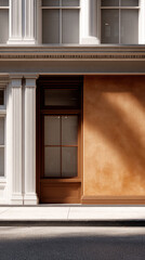 Elegant Architectural Facade with Warm Tones and Classic Details


