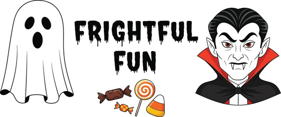 Frightful fun with a ghost vampire and candy for a halloween celebration day