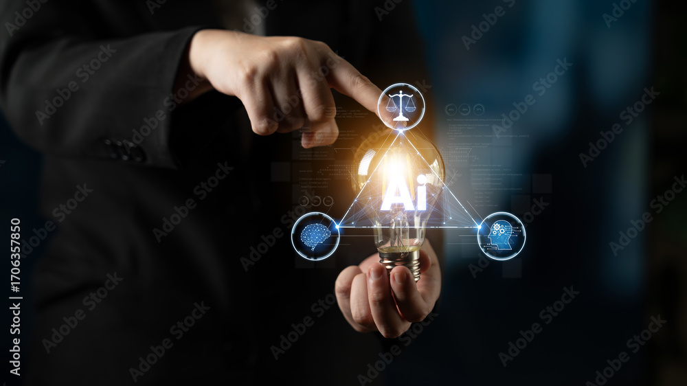 Poster ai assistant brain processor with llm technology, big data, machine learning, generative ai for busi