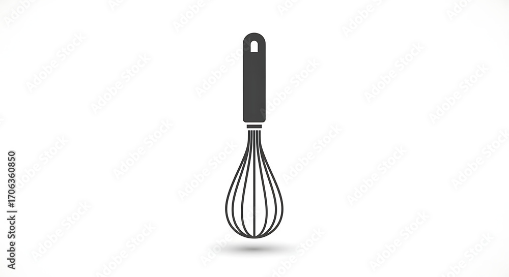 Poster isolated gray whisk with a handle on a white background in a simple graphic design style image ai ge