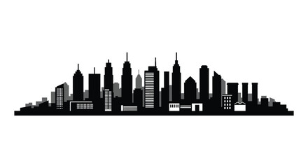 Naklejka premium a city skyline silhouette featuring tall skyscrapers and urban buildings