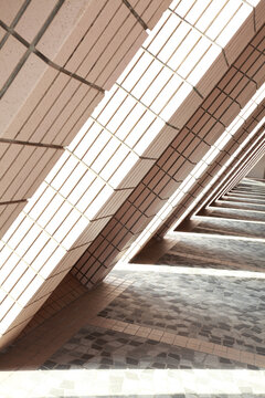 Rectangular  perspectiv  stereo corridor at sunlight