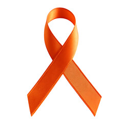 Symbolic orange ribbon close-up cancer awareness support cause awareness awareness charity hope isolated on transparent background