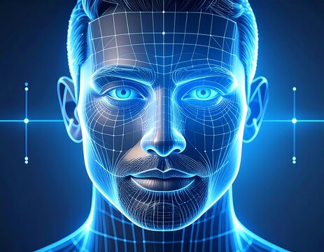 Digital face model, futuristic design