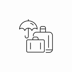 luggage with umbrella icon sign vector