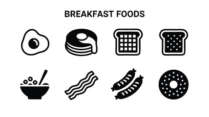 A Collection of Diverse Breakfast Food Icons Representing a Wholesome Morning Meal Variety
