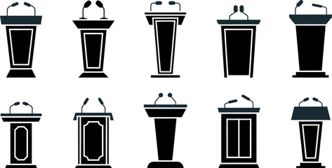 Vector Collection of Different Styles of Podiums for Presentations vector design