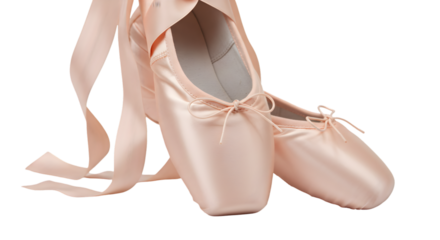 Ballet Pointe Shoes with Blue Ribbons Isolated on Transparent Background