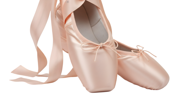 Ballet Pointe Shoes with Blue Ribbons Isolated on Transparent Background - Powered by Adobe