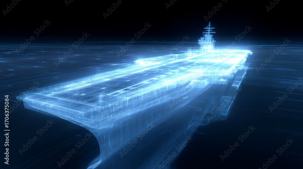Wall mural a stunning visual of a futuristic aircraft carrier rendered in a digital style. this image explores 