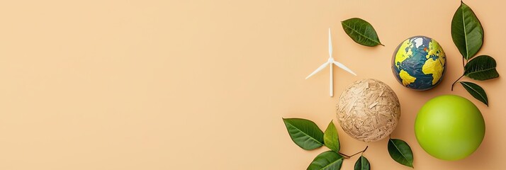 Sustainable tourism sustainable travel ecology Eco-Friendly Conceptual Arrangement with Natural Elements and Earth