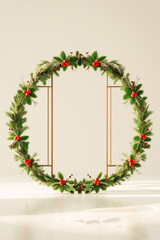 christmas wreath on white background
