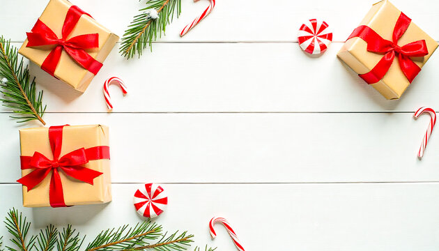 christmas greeting card with red ribbon - Powered by Adobe