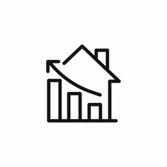 house with chart icon sign vector