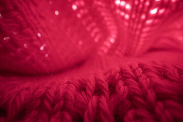 Pink Knitted Fabric Close-Up
