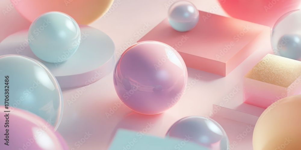 Poster pastel abstract background with soft gradient and geometric shapes