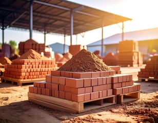 Red bricks and soil piled outdoors