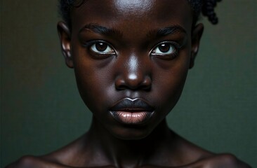 A visionary portrait of a black woman looking confidently, showcasing a story of empowerment and identity.