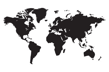 World Map Solid Silhouette Vector for Geography, Travel, and Educational Projects