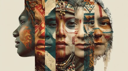 Diverse Cultures United: A Striking Collage of Indigenous Faces and Cultural Diversity