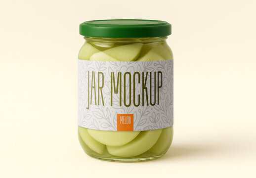 Melon Jar Mockup &mdash; Realistic Glass Packaging with Sliced Fruit