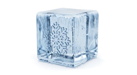 Obraz premium A single ice cube with a snowflake design. 