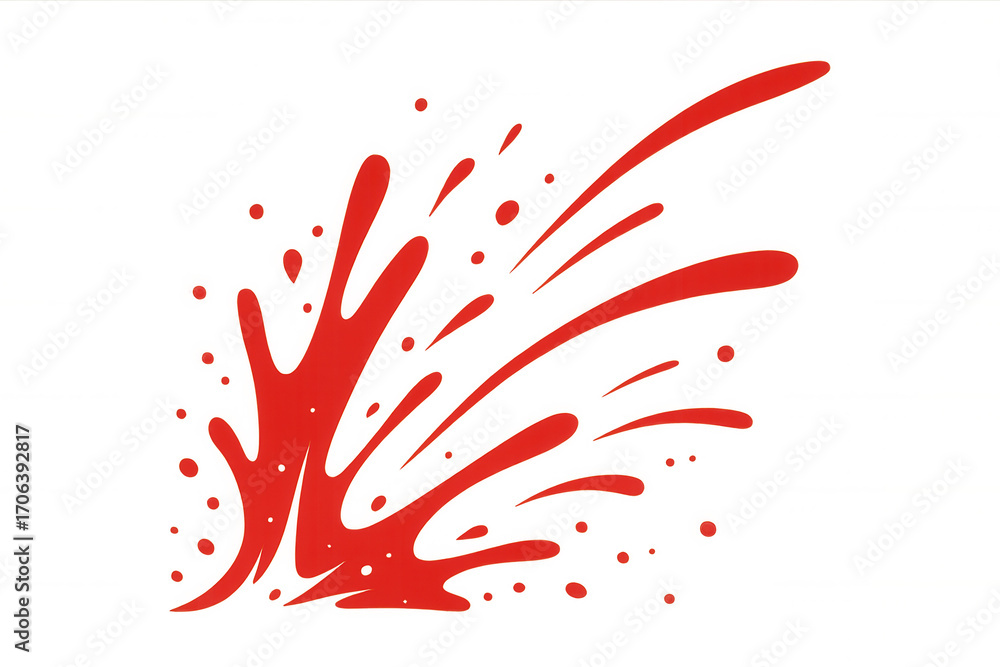 Aufkleber energetic red paint splashes creating a dynamic and vibrant visual against a clear backdrop