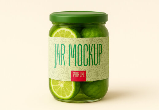 Kaffir Lime Jar Mockup &ndash; Realistic Packaging Template for Branding & Design